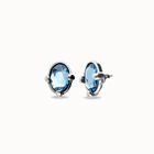 Studs with blue oval faceted crystals